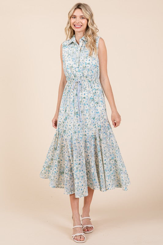 Floral Eyelet Midi Sundress GeeGee   