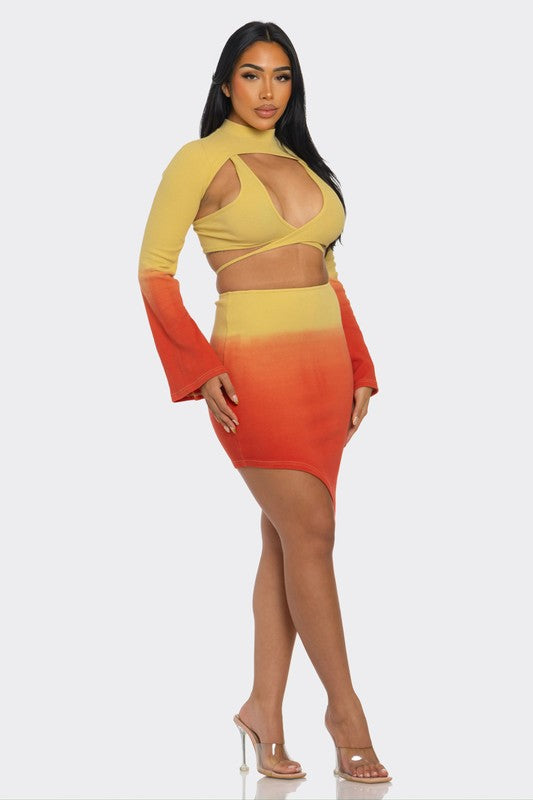 Sunset Aura 3 Piece Cutout Asymmetrical Set Athina   