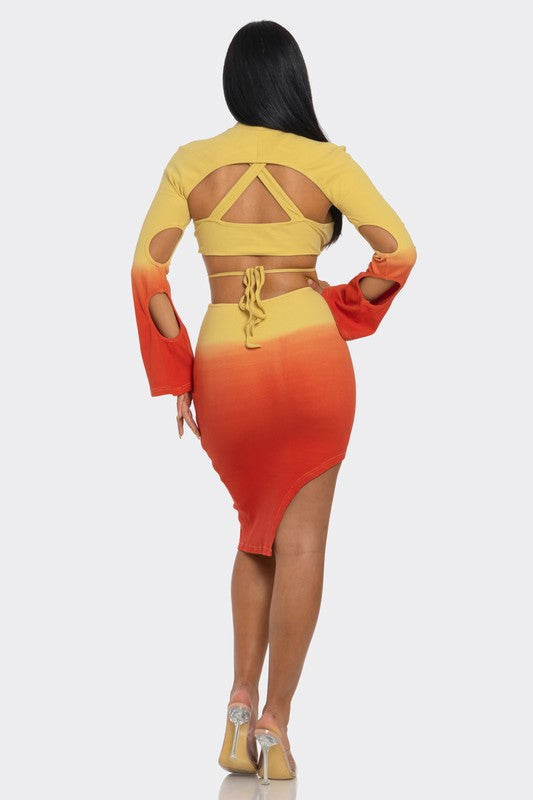 Sunset Aura 3 Piece Cutout Asymmetrical Set Athina   