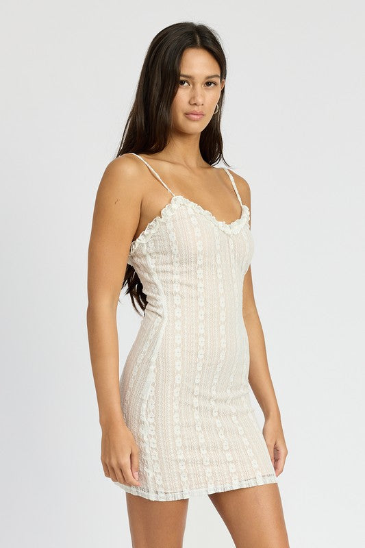 Lace Ruffle Bodycon Mini Dress Emory Park   
