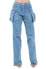 Cargo Style Denim Pants By Claude   