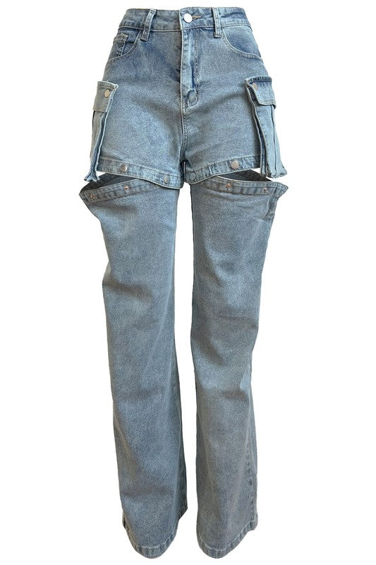 Cargo Style Denim Pants By Claude   