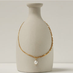 Pearl Drop Pendant Necklace SOCALI Gold OS 