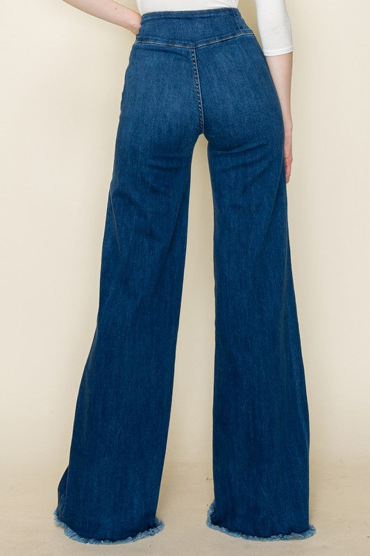 High-Waisted Wide-Leg Western Jeans O2 Denim   