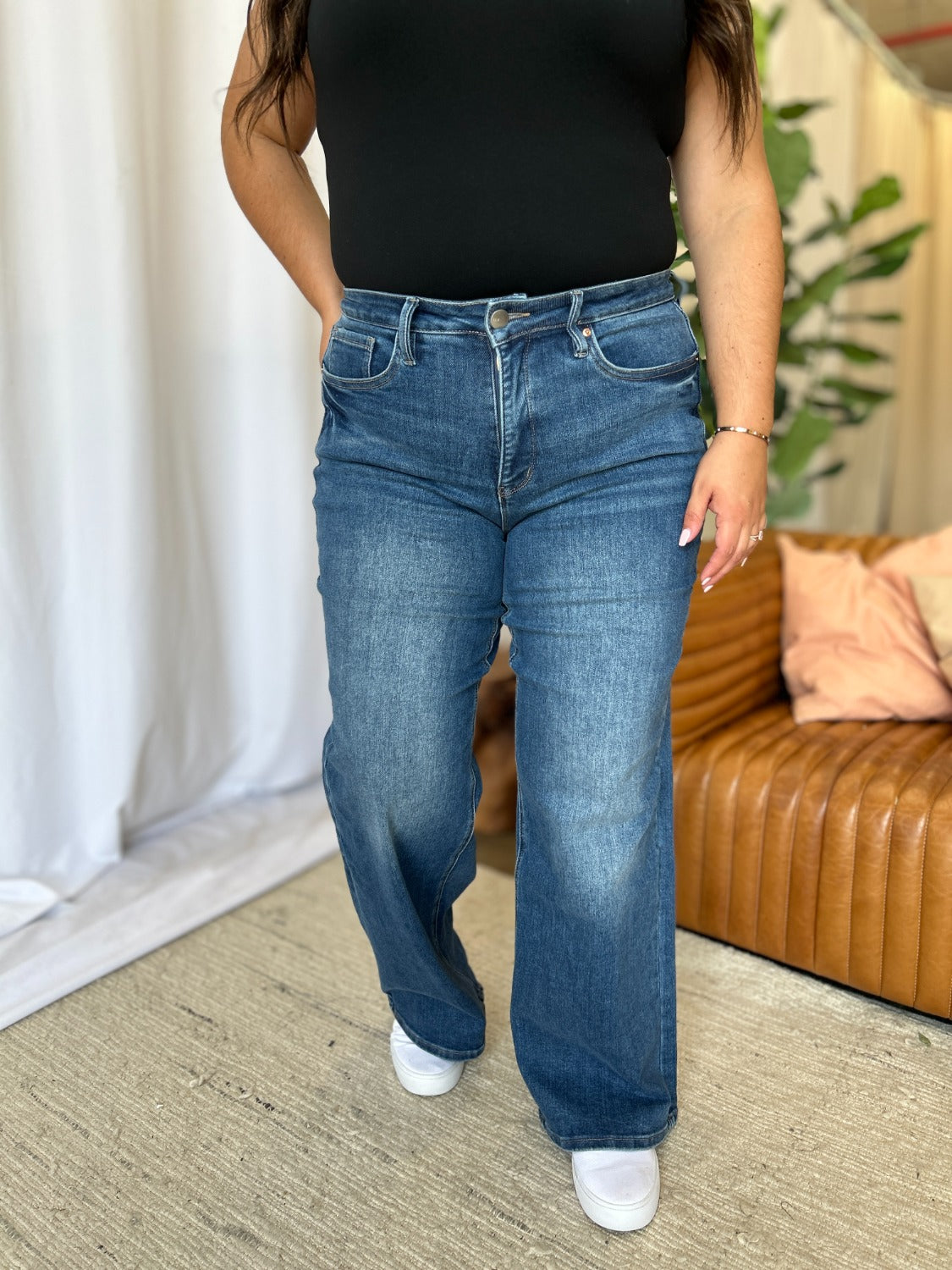 High Rise Tummy Control Wide Leg Jeans RFM   