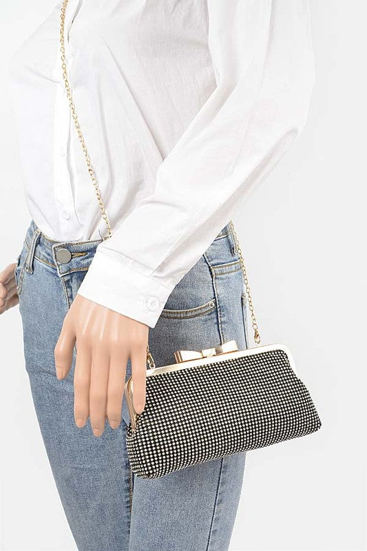 Mesh Rhinestone Soft Evening Clutch Bag Artini Accessories   