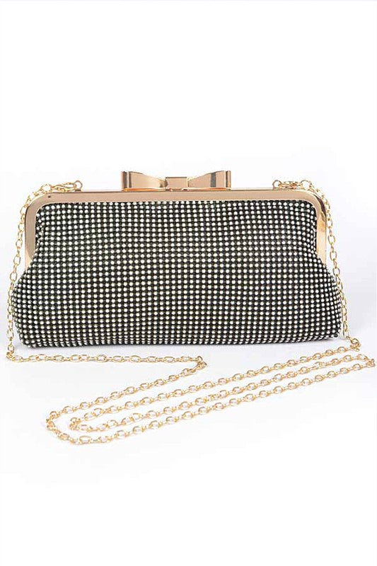 Mesh Rhinestone Soft Evening Clutch Bag Artini Accessories Black O/S 