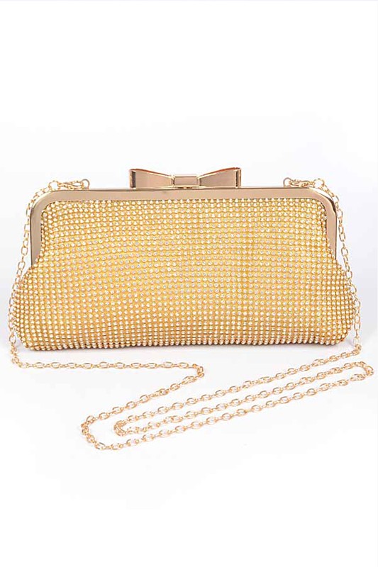 Mesh Rhinestone Soft Evening Clutch Bag Artini Accessories Gold O/S 