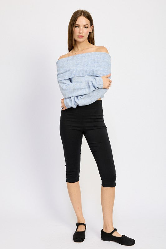 Off Shoulder Long Sleeve Draped Over Top Emory Park   