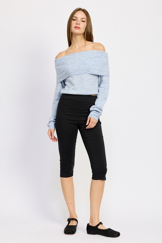 Off Shoulder Long Sleeve Draped Over Top Emory Park   