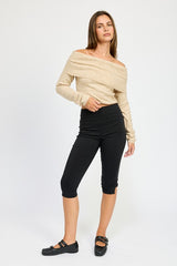 Off Shoulder Long Sleeve Draped Over Top Emory Park   