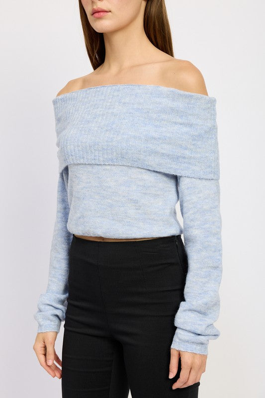 Off Shoulder Long Sleeve Draped Over Top Emory Park   