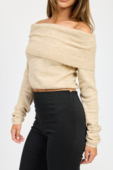 Off Shoulder Long Sleeve Draped Over Top Emory Park   