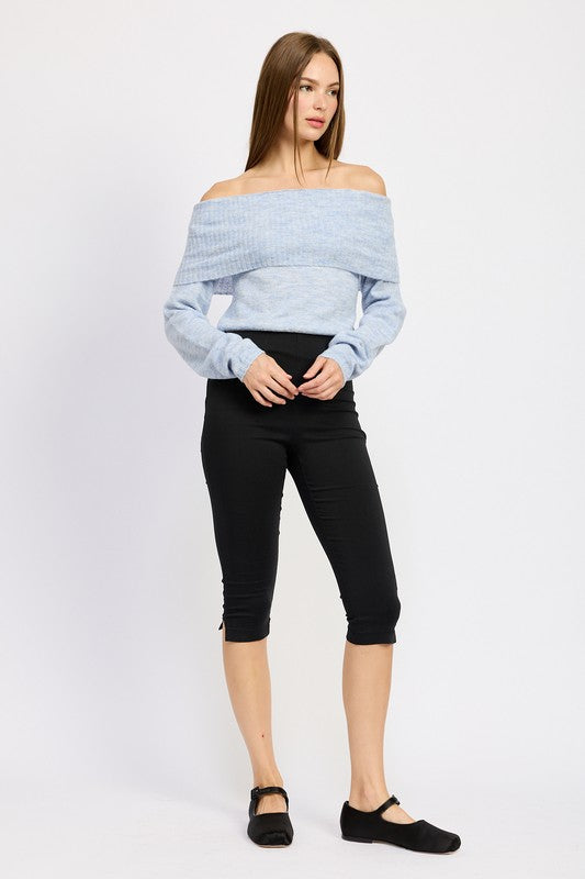 Off Shoulder Long Sleeve Draped Over Top Emory Park   