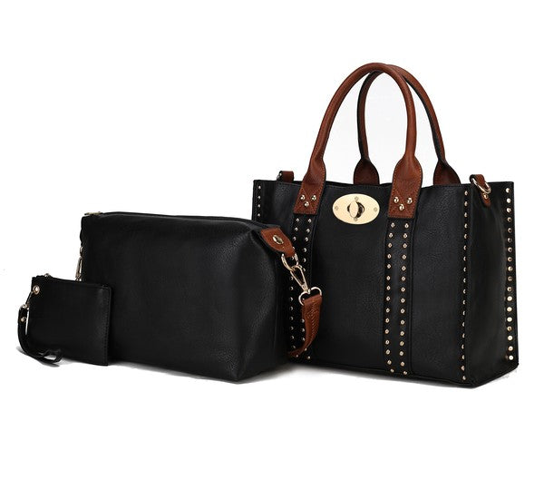 MKF Elissa Satchel Handbag by Mia K - 3 pc Set MKF Collection by Mia K   