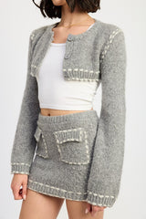 Phoebe Cropped Bubble Sleeve Cardigan Top Emory Park   