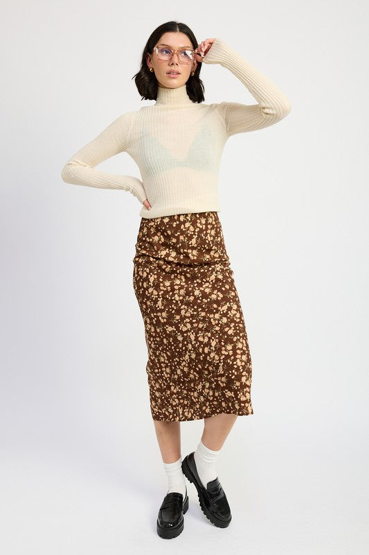 Bias Floral Midi Skirt Emory Park BROWN DUSTY S 