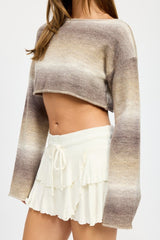 Ombre Cropped Long Sleeve Shrug Top Emory Park   