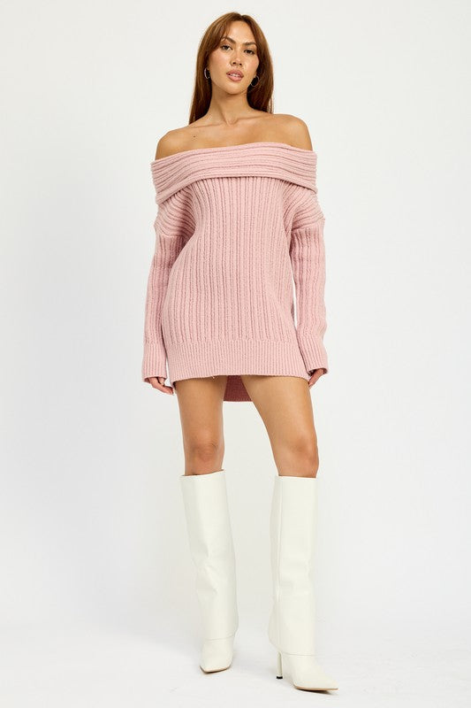 Off Shoulder Oversized Tunic Sweater Dress Emory Park   