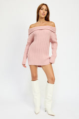 Off Shoulder Oversized Tunic Sweater Dress Emory Park   