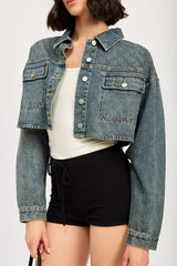 Embroidered Denim Cropped Jacket Emory Park   