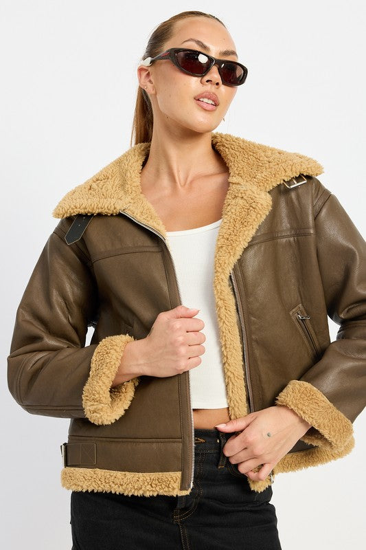 Shearling Moto Jacket Emory Park   