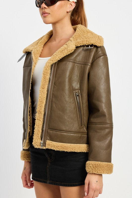 Shearling Moto Jacket Emory Park   