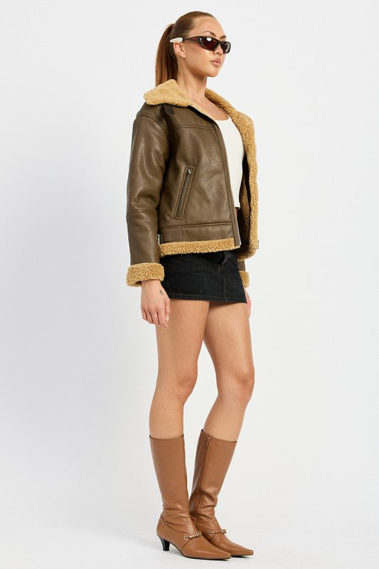 Shearling Moto Jacket Emory Park   