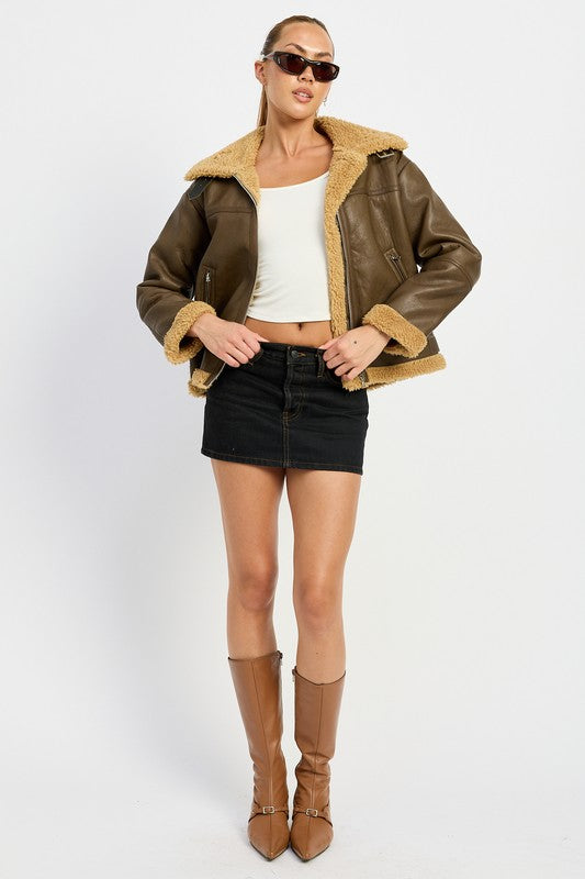 Shearling Moto Jacket Emory Park   