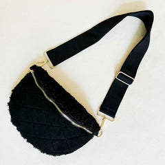 Fuzzy And Quilted Luxe Sling Bag Ellison and Young Black OS 