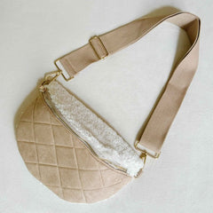 Fuzzy And Quilted Luxe Sling Bag Ellison and Young Taupe OS 