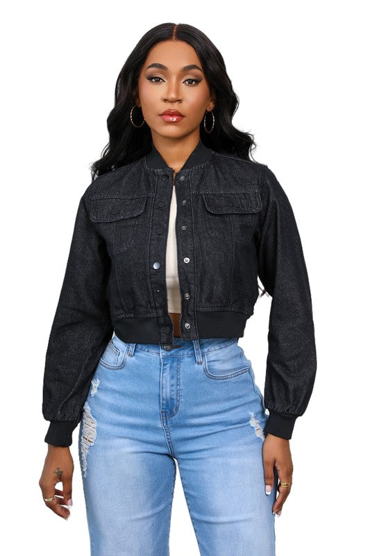 WOMEN FASHION DENIM JACKET By Claude BLACK L 