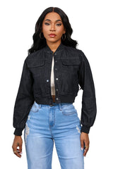 WOMEN FASHION DENIM JACKET By Claude BLACK L 