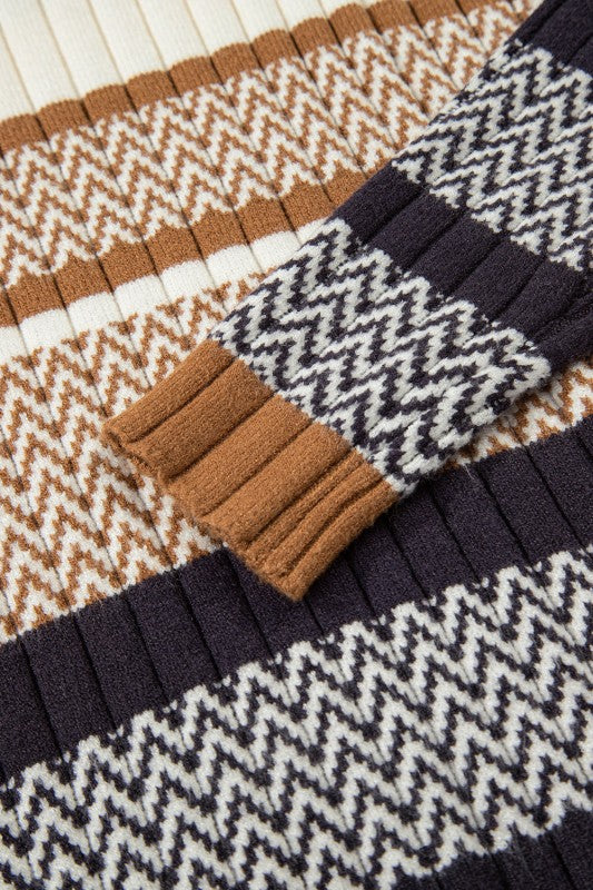 Avery Ribbed Trim Slim Striped Sweater Threaded Pear
