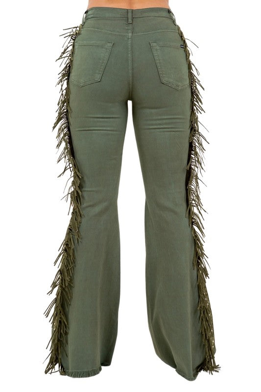 Texas Sun Bell Bottom Jean in Olive GJG Denim   