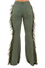 Texas Sun Bell Bottom Jean in Olive GJG Denim   