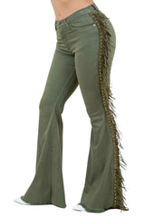 Texas Sun Bell Bottom Jean in Olive GJG Denim Olive 3 