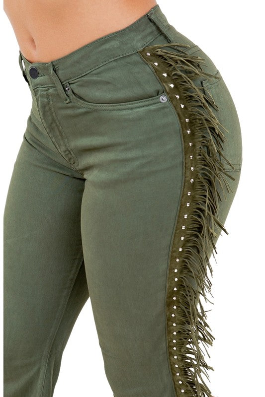 Texas Sun Bell Bottom Jean in Olive GJG Denim   