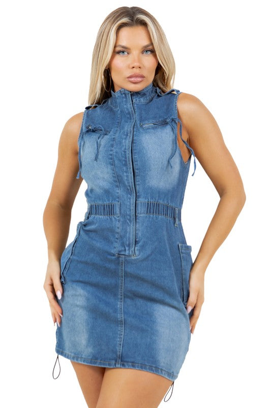 WOMEN FASHION DENIM MINI DRESS By Claude   