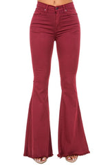 Bell Bottom Frayed Hem Jean GJG Denim Burgundy 3 