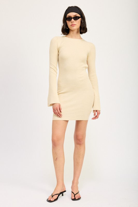 Long Sleeve Back Cut Out Mini Dress Emory Park   