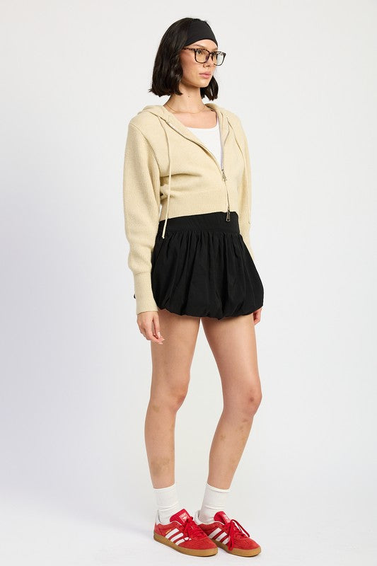 Cropped Zip Up Knit Hoodie Emory Park   