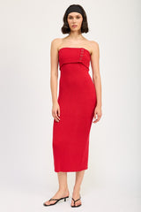 Fold Over Ribbed Tube Dress with Back Slit Emory Park   