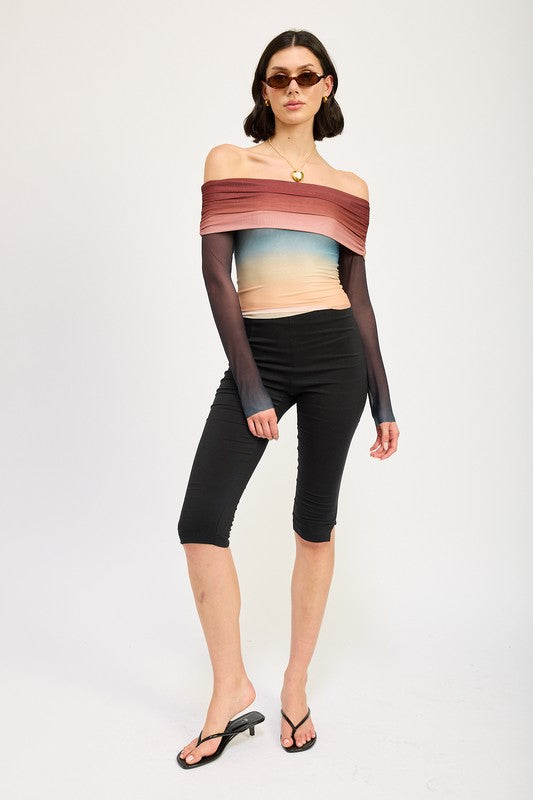 Ombre Off Shoulder Long Sleeve Top Emory Park   