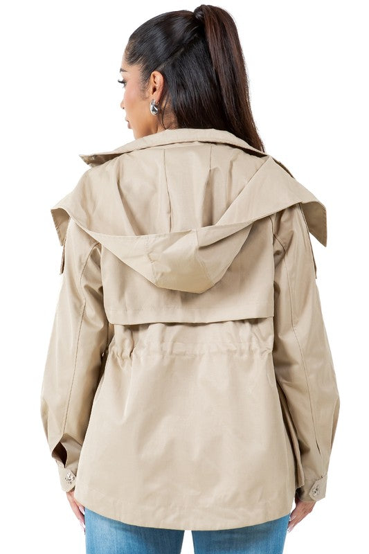 Hooded Water-Repellent Utility Coat By Claude   