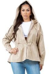 Hooded Water-Repellent Utility Coat By Claude KHAKI S 