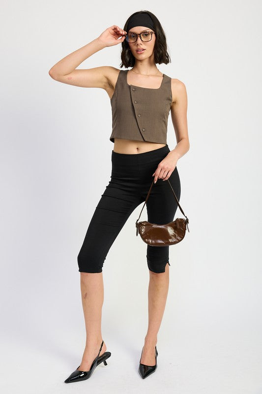 Asymmetrical Vest Crop Top Emory Park   