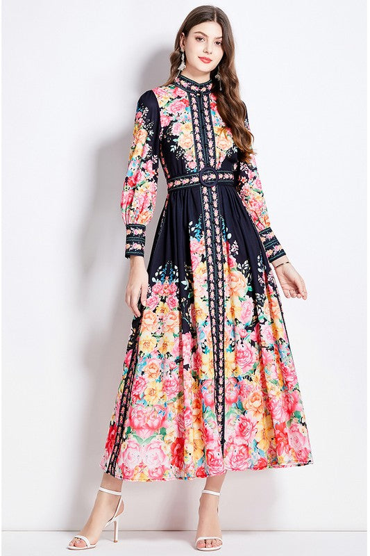 Floral Elegance Maxi Dress By Claude   