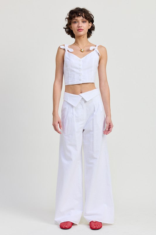 Fold Over Wide Leg Pants Emory Park OFF WHITE S