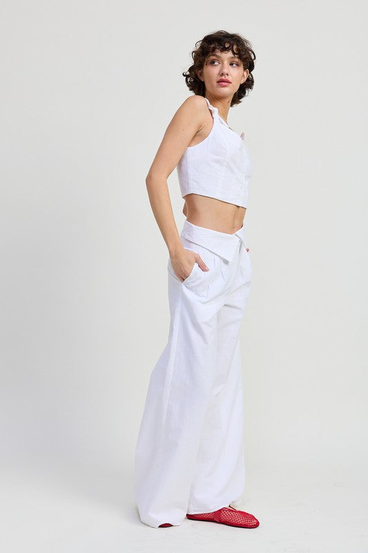 Fold Over Wide Leg Pants Emory Park